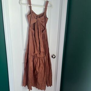 Joie Brown Backless Dress with Lace Hem
